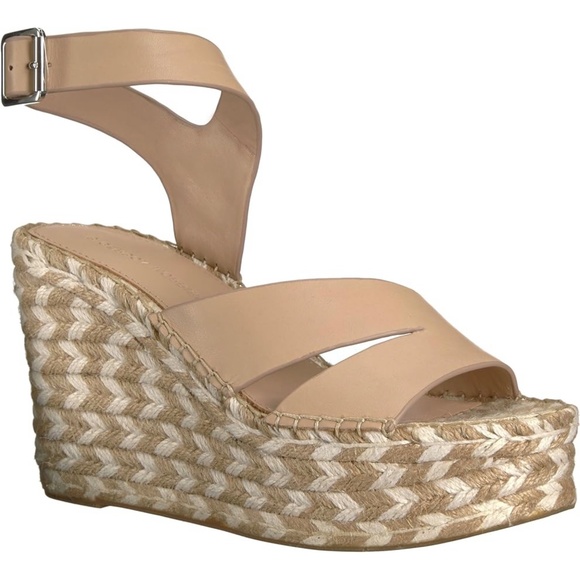 SIGERSON MORRISON Arien platform wedge Espadrilles Beige Nude leather sandal 9.5 - Picture 6 of 14
